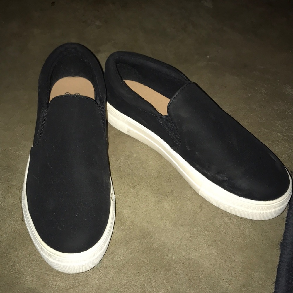 Black suede platform shoes